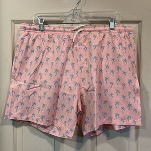 NWT Bernie’s Classic Pink Palm Swim Trunks XL
